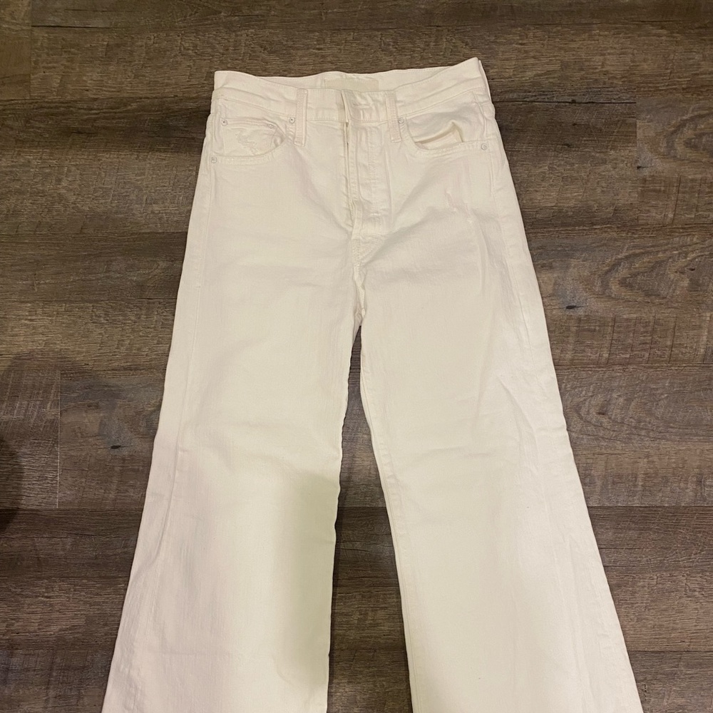 Mother White Wide Legged Jeans